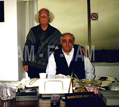 Sitting: Manouchehr Bibiyan Standing: Farhang Farahi (Researcher and Journalist)